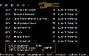 Boppie's Great Word Chase for IBM PC/Compatibles - The main menu.