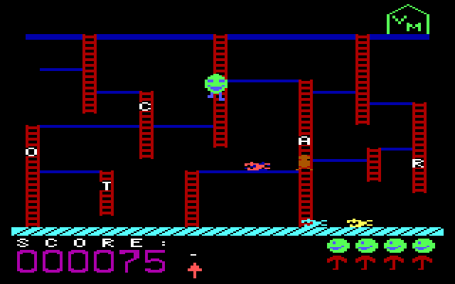 Boppie's Great Word Chase IBM PC/Compatibles Screenshot: Each difficulty level features a different layout.