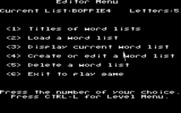Boppie's Great Word Chase for IBM PC/Compatibles - The editor menu.