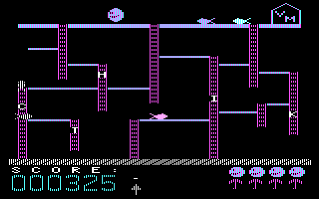 Boppie's Great Word Chase IBM PC/Compatibles Screenshot: On more difficult levels various creatures chase you.