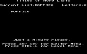 Boppie's Great Word Chase for IBM PC/Compatibles - Here are the word lists saved on the disk.