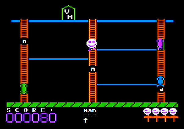 Boppie's Great Word Chase Apple II Screenshot: Game start.