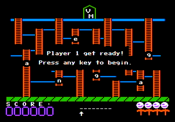 Boppie's Great Word Chase Apple II Screenshot: Ready player one?