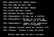 Boppie's Great Word Chase for Apple II - Game instructions.