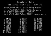 Boppie's Great Word Chase for Apple II - You can customize the list of words used in the game.