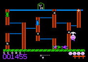 Boppie's Great Word Chase for Apple II - Use umbrellas to float safely down to a new platform.