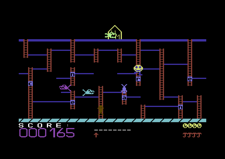 Boppie's Great Word Chase Commodore 64 Screenshot: Collecting an R; was that the letter I needed?
