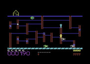 Boppie's Great Word Chase for Commodore 64 - Boppie flashes green after picking up a letter.