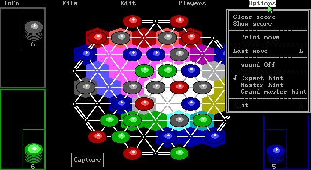 TrianGO IBM PC/Compatibles Screenshot: The options menu.