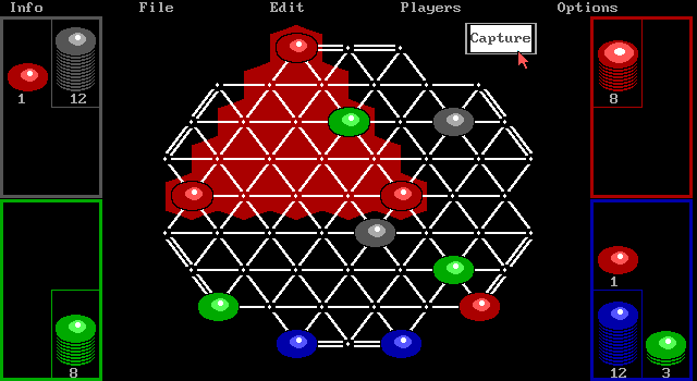 TrianGO IBM PC/Compatibles Screenshot: Press the capture button to capture pieces.
