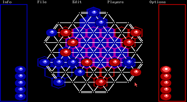 TrianGO IBM PC/Compatibles Screenshot: The board is getting filled with triangles.
