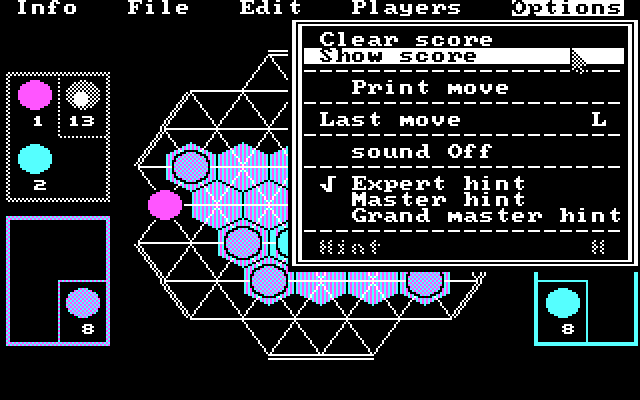 TrianGO IBM PC/Compatibles Screenshot: The options menu.