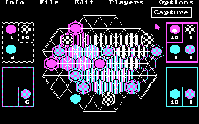 TrianGO IBM PC/Compatibles Screenshot: Click the "capture" button to capture opponent pieces.