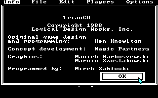 TrianGO IBM PC/Compatibles Screenshot: About the game.