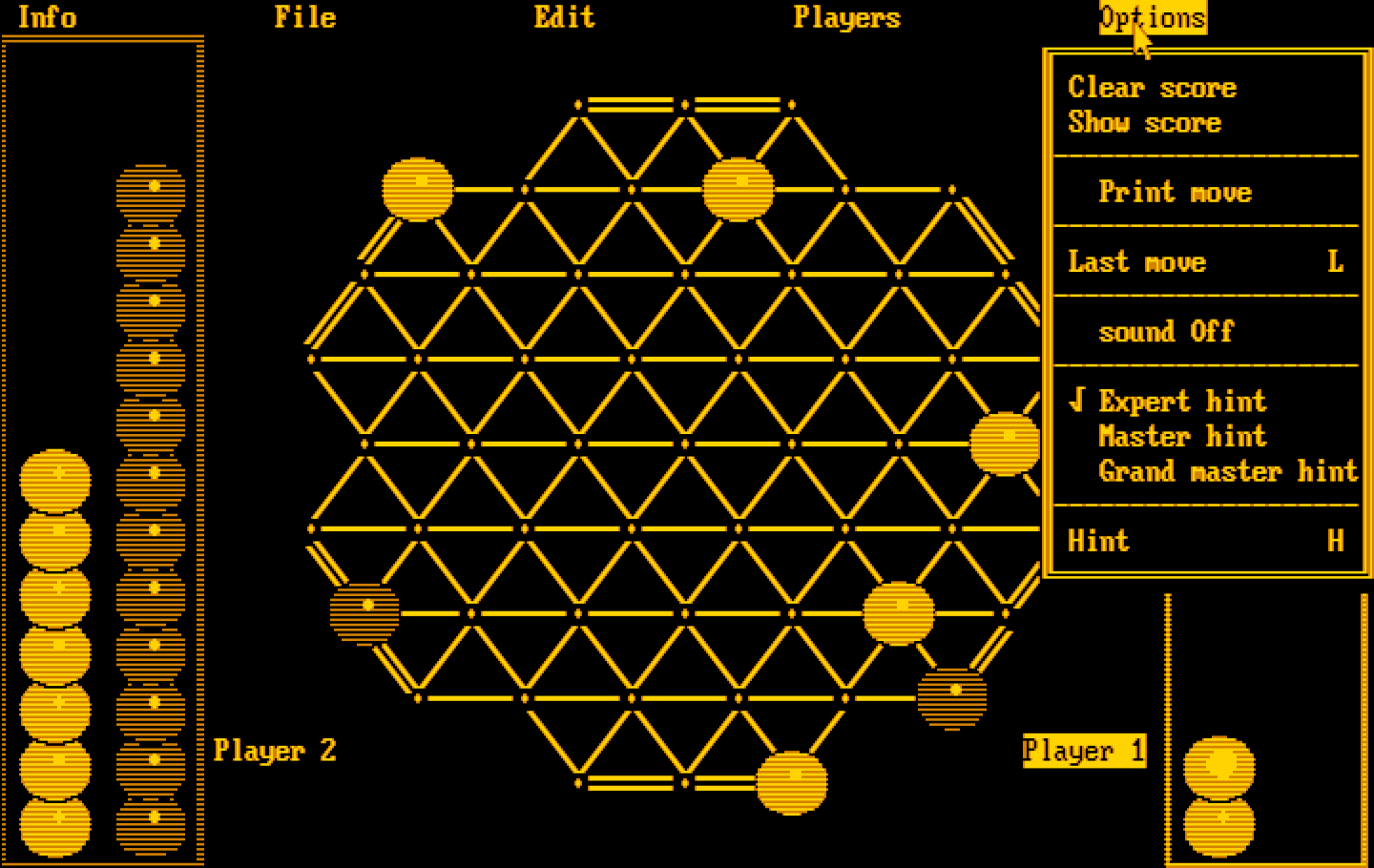 TrianGO IBM PC/Compatibles Screenshot: The options menu.