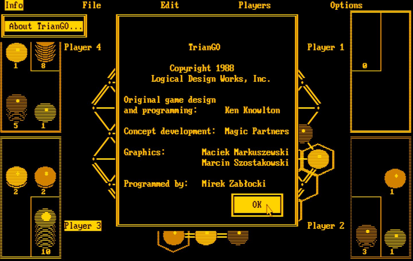 TrianGO IBM PC/Compatibles Screenshot: About the game.