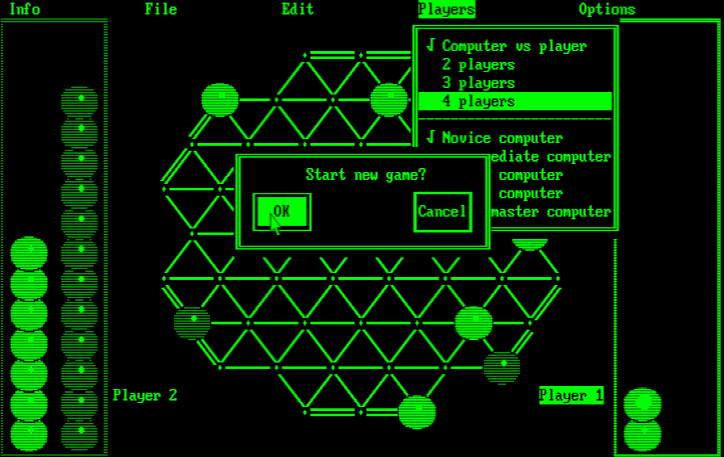 TrianGO IBM PC/Compatibles Screenshot: Start a new 4 player game?