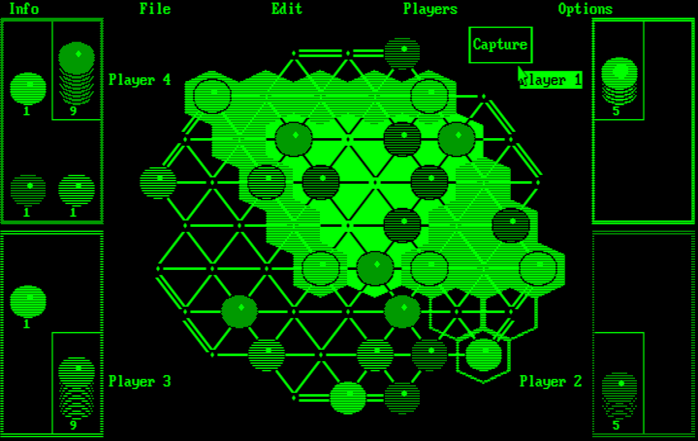 TrianGO IBM PC/Compatibles Screenshot: Click the "capture" button to capture opponent pieces.