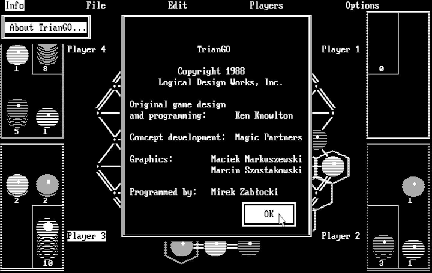 TrianGO IBM PC/Compatibles Screenshot: About the game.