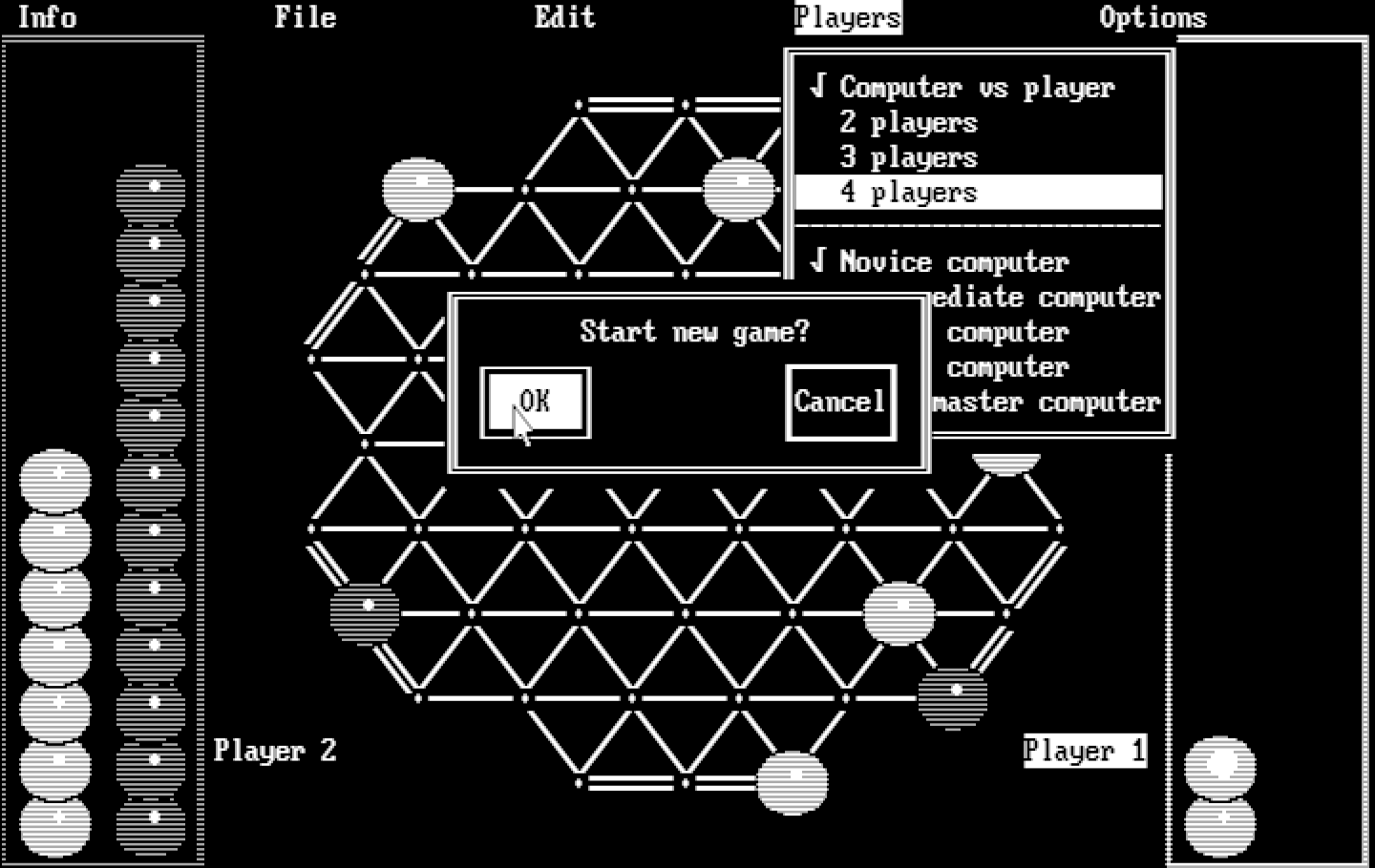 TrianGO IBM PC/Compatibles Screenshot: Start a new 4 player game?