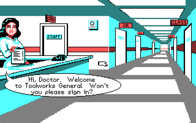 Life & Death IBM PC/Compatibles Screenshot: Welcome to the hospital, doctor.