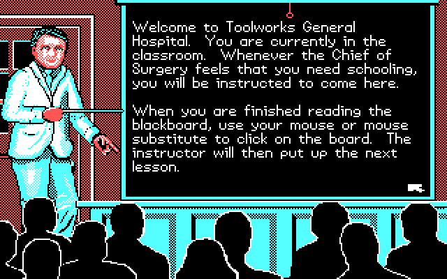 Life & Death IBM PC/Compatibles Screenshot: You will need to visit the classroom often to learn about your job.