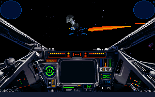 Star Wars: X-Wing IBM PC/Compatibles Screenshot: Firing at a target.