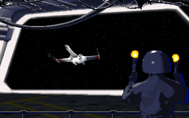 Star Wars: X-Wing IBM PC/Compatibles Screenshot: Coming in for a landing.