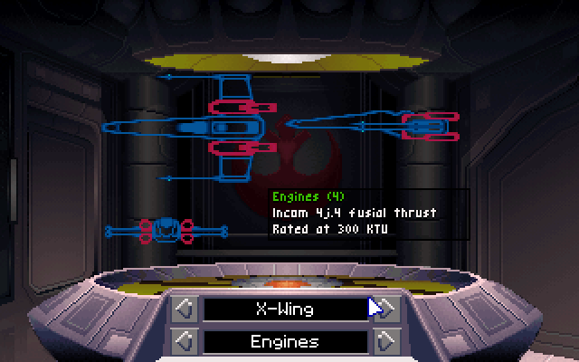 Star Wars: X-Wing IBM PC/Compatibles Screenshot: Viewing technical data.