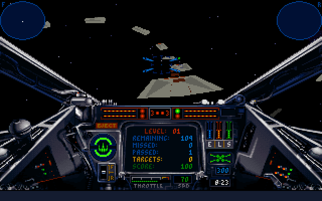Star Wars: X-Wing IBM PC/Compatibles Screenshot: Fly through the targets in this training exercise.