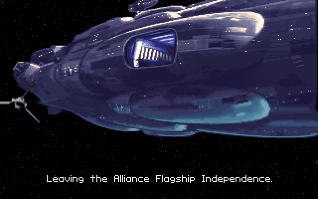 Star Wars: X-Wing IBM PC/Compatibles Screenshot: Leaving the Flagship Independence.