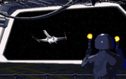 Star Wars: X-Wing for IBM PC/Compatibles - Coming in for a landing.