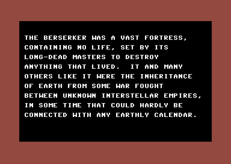 Berserker Raids Commodore 64 Screenshot: Game introduction.