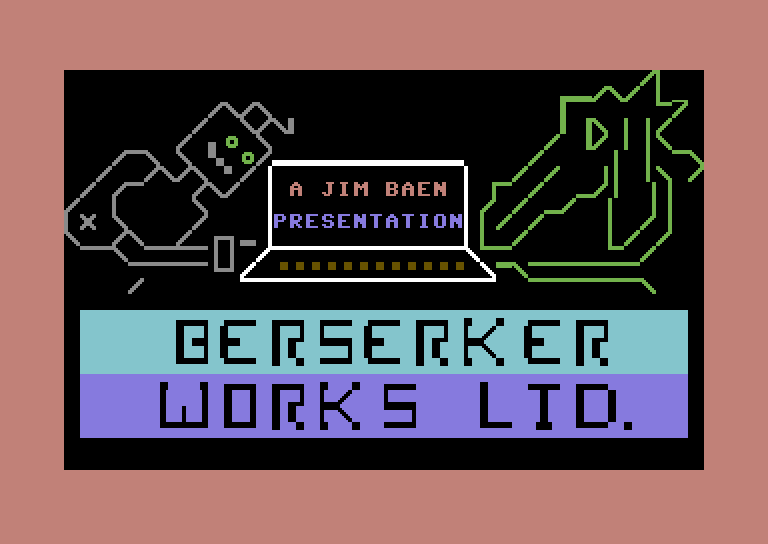 Berserker Raids Commodore 64 Screenshot: Berserker Works logo screen.