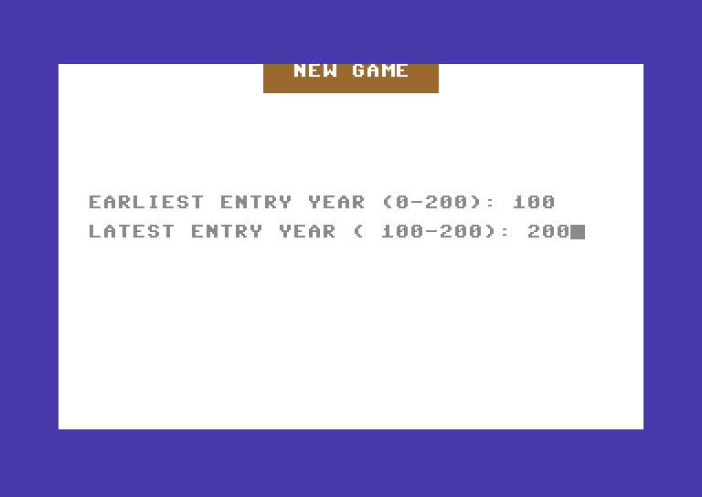 Berserker Raids Commodore 64 Screenshot: New game options.