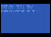 Berserker Raids for Atari 8-bit - Setting up a new game.