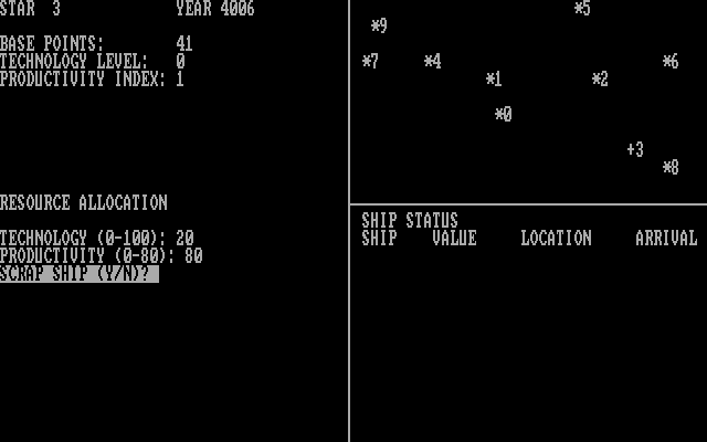 Berserker Raids IBM PC/Compatibles Screenshot: Do you want to scrap an existing ship?