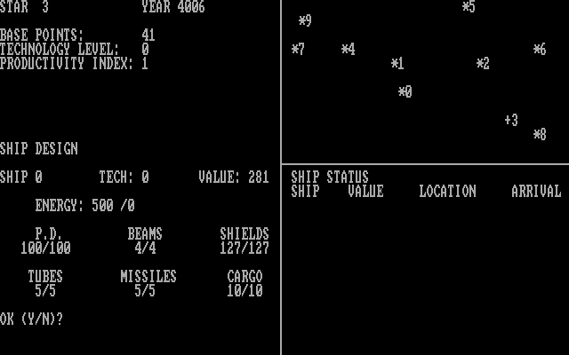 Berserker Raids IBM PC/Compatibles Screenshot: Creating a new ship design.