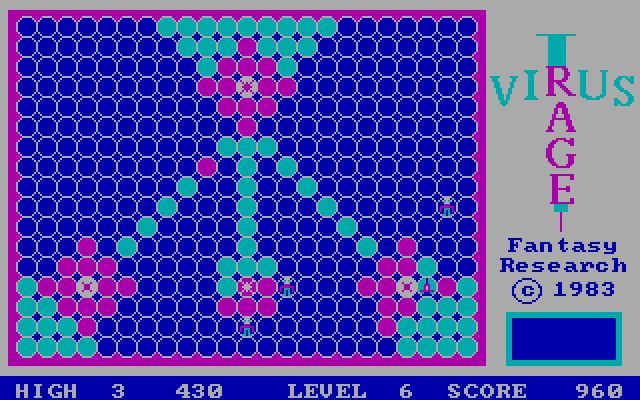 Virus Rage IBM PC/Compatibles Screenshot: The mutants move faster as the game progresses.