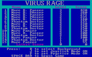 Virus Rage for IBM PC/Compatibles - High scores and game options.