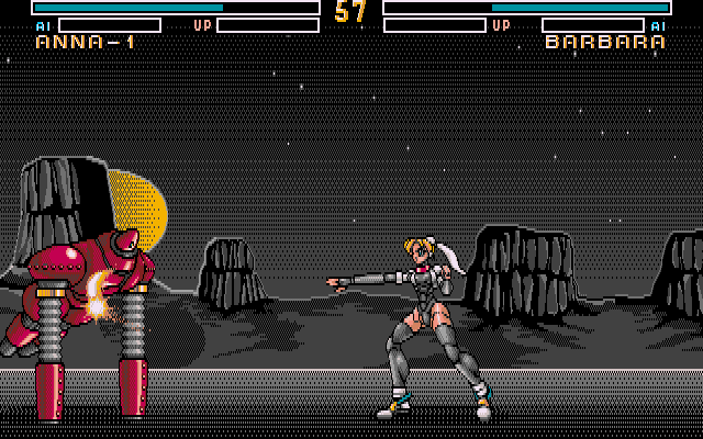 Metal & Lace: The Battle of the Robo Babes IBM PC/Compatibles Screenshot: Ouch, I'm hit!