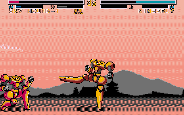 Metal & Lace: The Battle of the Robo Babes IBM PC/Compatibles Screenshot: Two armors of the same type fighting...