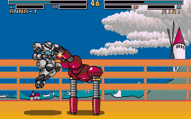 Metal & Lace: The Battle of the Robo Babes IBM PC/Compatibles Screenshot: Attacking an opponent...