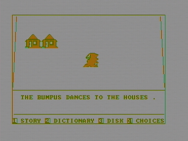 Story Machine IBM PC/Compatibles Screenshot: The bumpus is dancing.