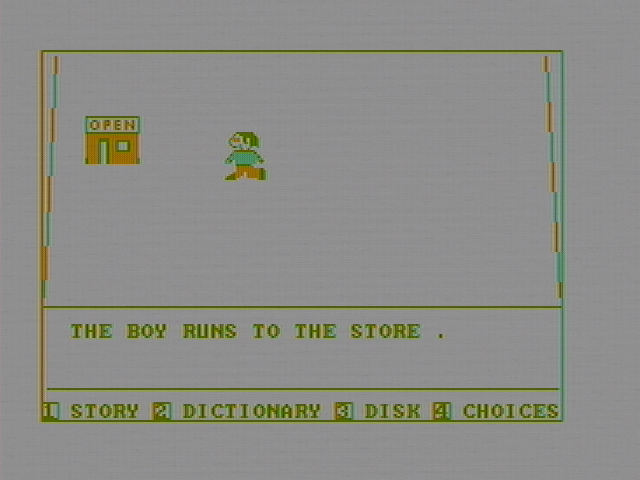 Story Machine IBM PC/Compatibles Screenshot: The boy runs to the store...