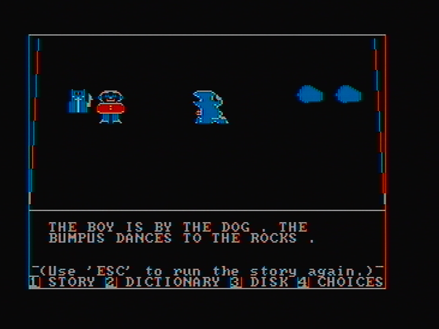 Story Machine IBM PC/Compatibles Screenshot: You can change the colors from the default to have a black background instead of white.