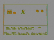 Story Machine for IBM PC/Compatibles - The girl hops towards the boxes.