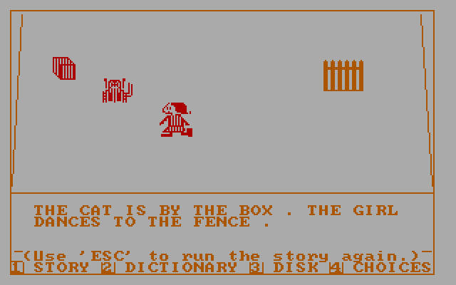 Story Machine IBM PC/Compatibles Screenshot: More than one sentence can be written at a time.