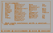 Story Machine for IBM PC/Compatibles - Here is the dictionary of words.