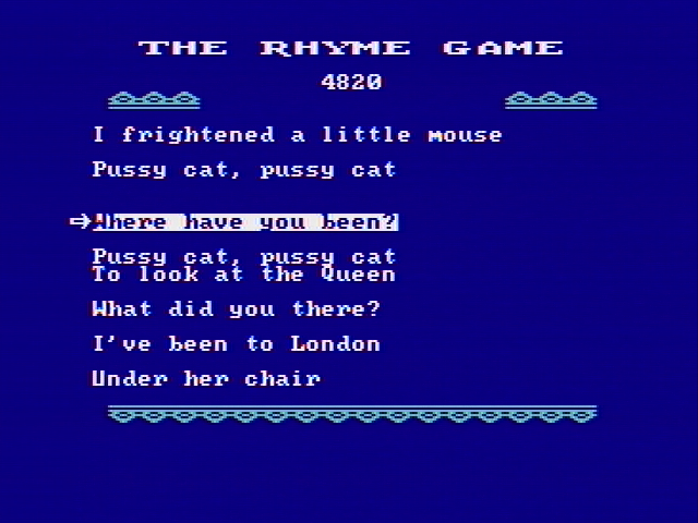 Hey Diddle Diddle IBM PC/Compatibles Screenshot: This rhyme is more difficult.
